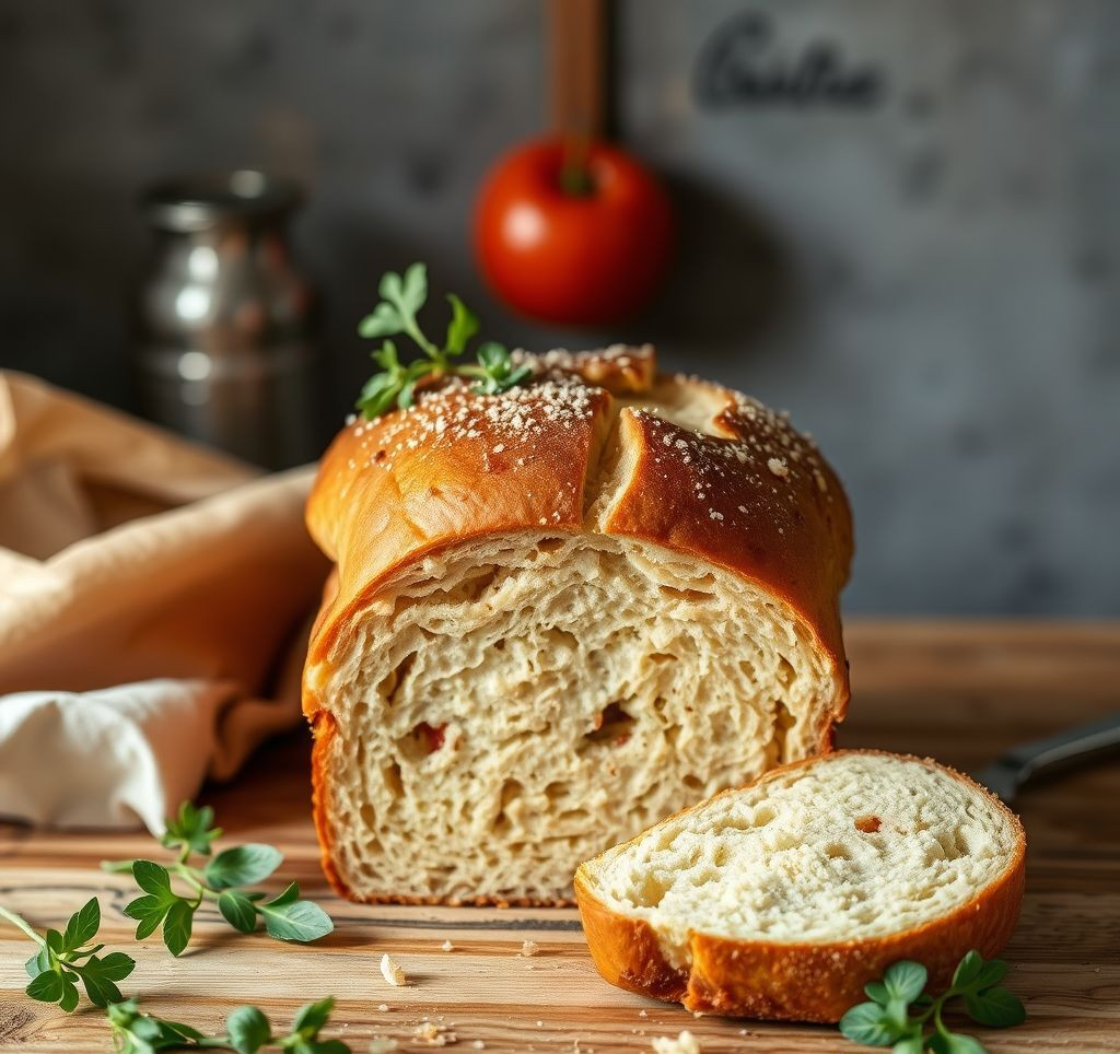 Ansicht der aufgerissenen, luftigen Ciabatta-Krume mit großen Poren