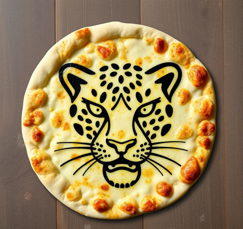 Eine Nahaufnahme eines gedehnten, dünnen Pizzateigs mit dem charakteristischen Leopardenmuster am Rand