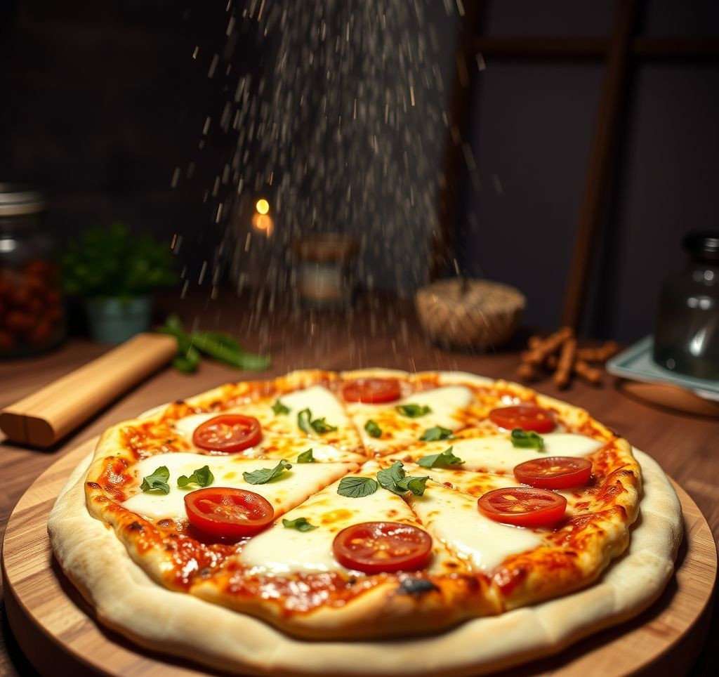 Fertiger, perfekt aufgegangener Pizzateigling in einer Schüssel nach 48 Stunden kalter Gärung